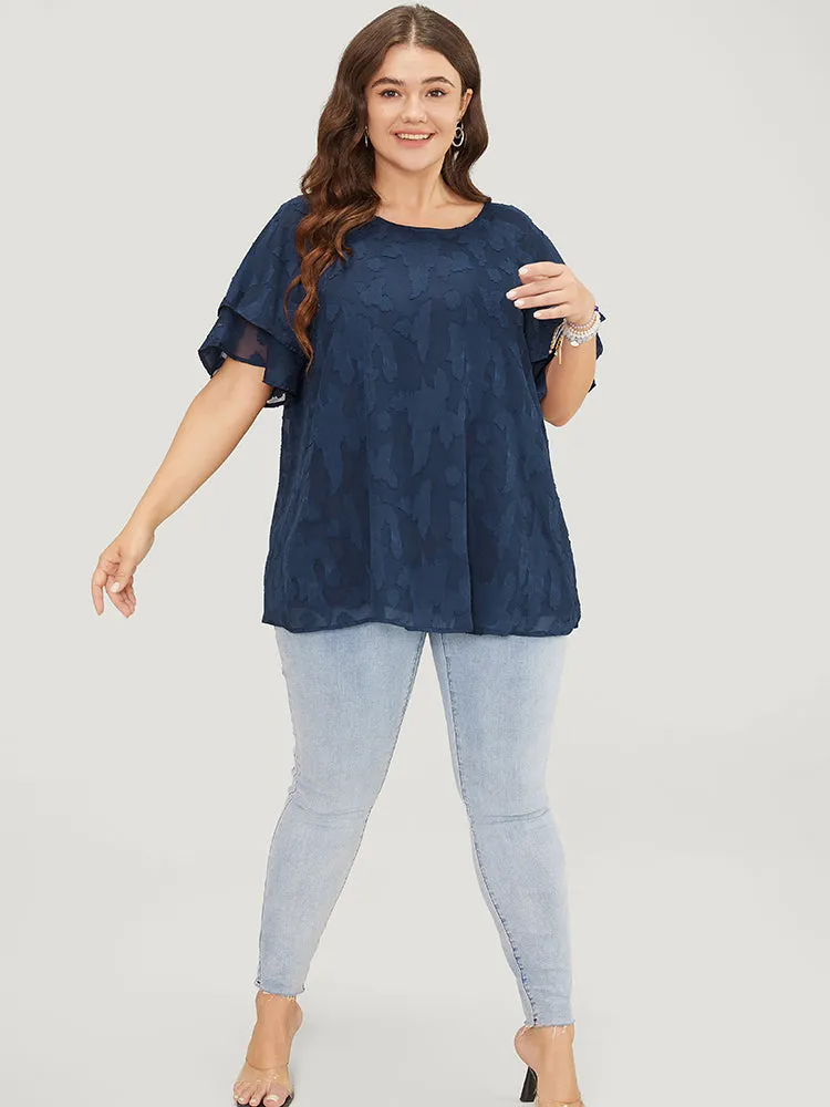 Floral Print Ruffle Tiered Raglan Sleeve Mesh Blouse sold by Bloomchic product image thumbnail 3