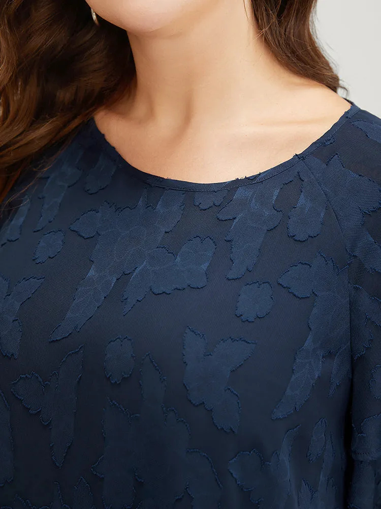 Floral Print Ruffle Tiered Raglan Sleeve Mesh Blouse sold by Bloomchic product image thumbnail 5