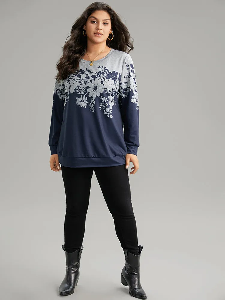 Silhouette Floral Print Contrast Round Neck Sweatshirt sold by Bloomchic product image thumbnail 5