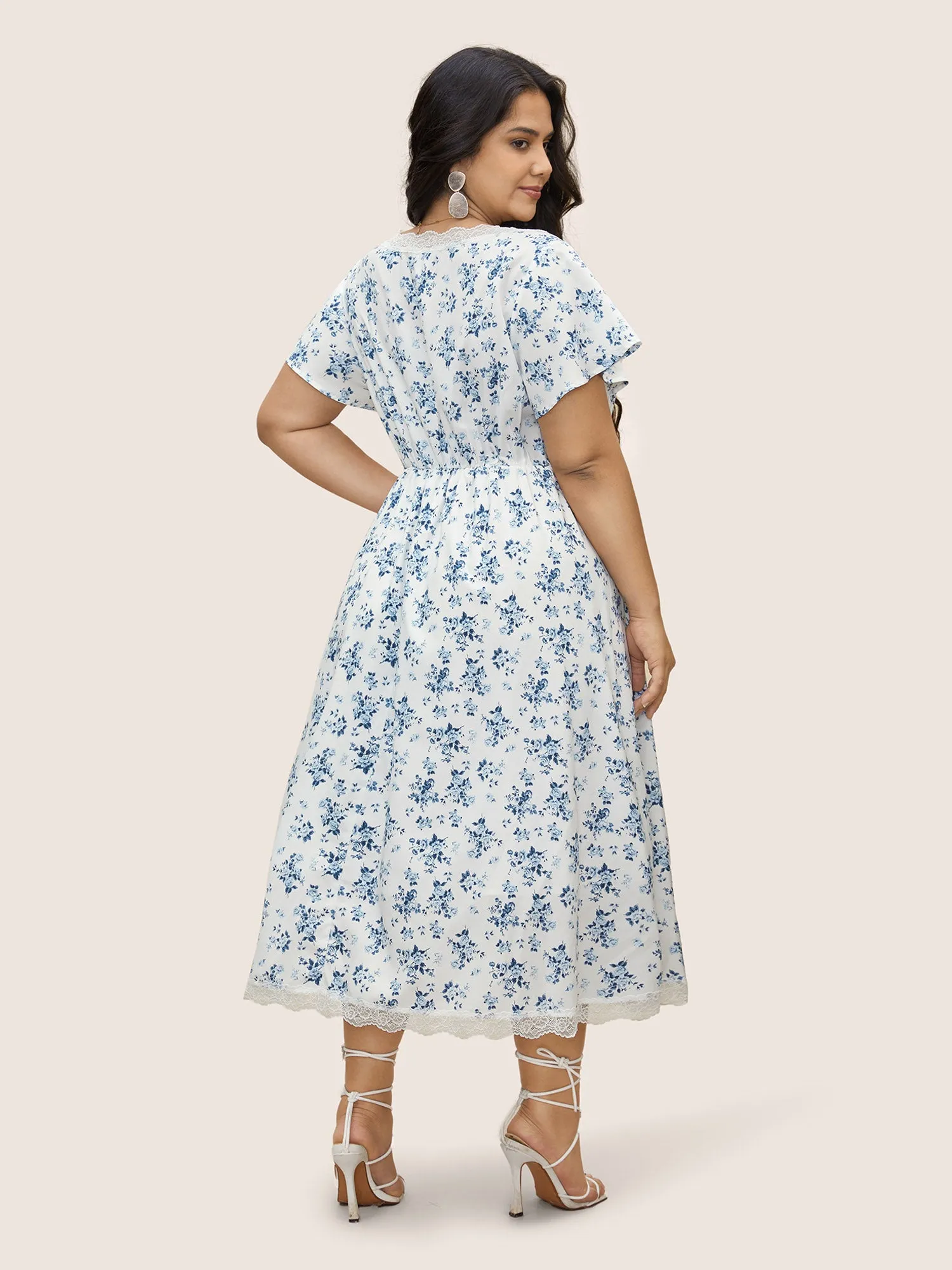 Square Neck Lace Panel Pocket Dress sold by Bloomchic product image thumbnail 3