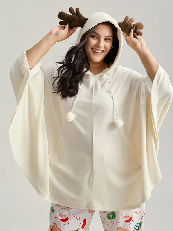 Christmas Elk Fluffy Pocket Ball Hooded Sleep Top sold by Bloomchic