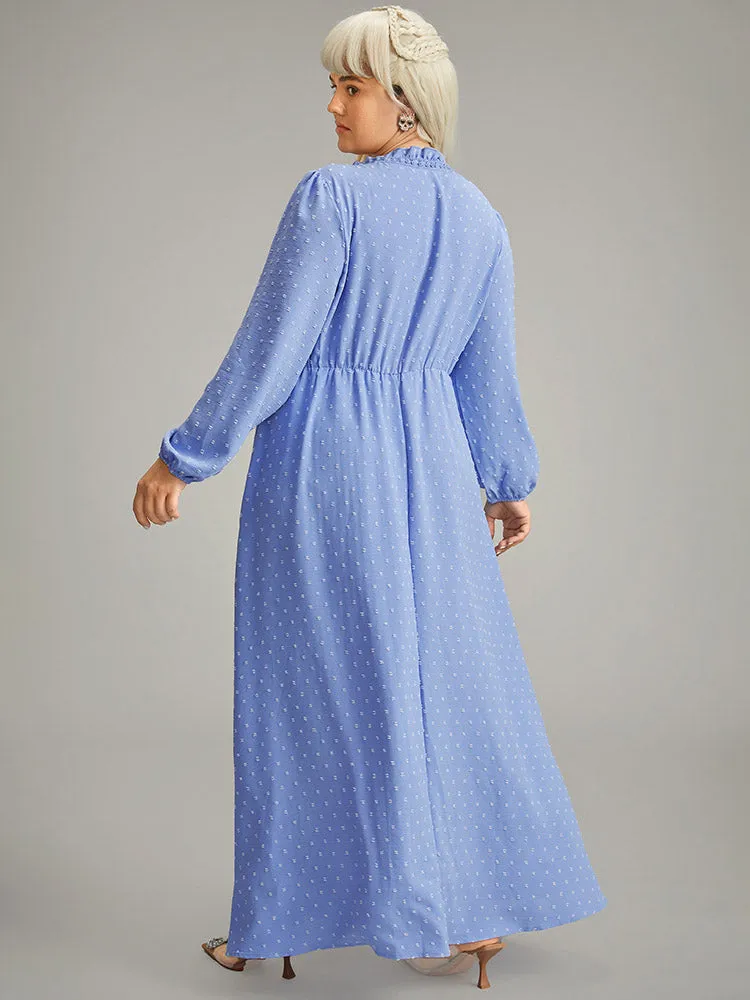 Halloween Solid Lantern Sleeve Frill Trim Belted Dress sold by Bloomchic product image thumbnail 4