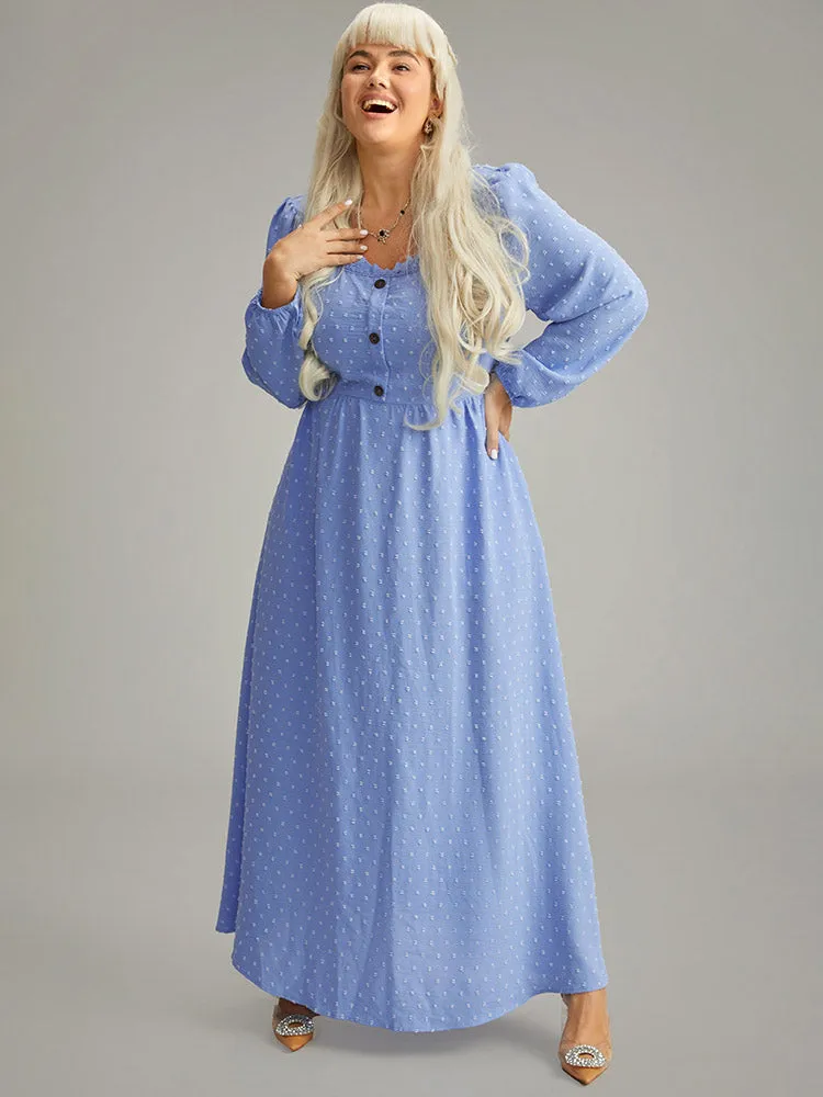 Halloween Solid Lantern Sleeve Frill Trim Belted Dress sold by Bloomchic