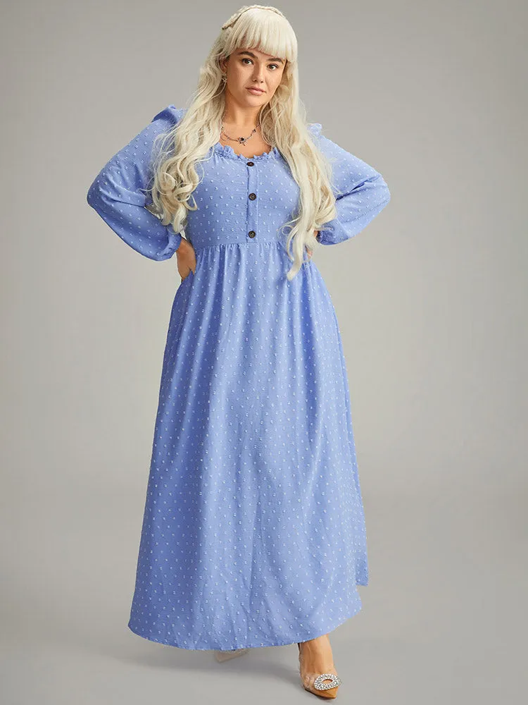 Halloween Solid Lantern Sleeve Frill Trim Belted Dress sold by Bloomchic product image thumbnail 2