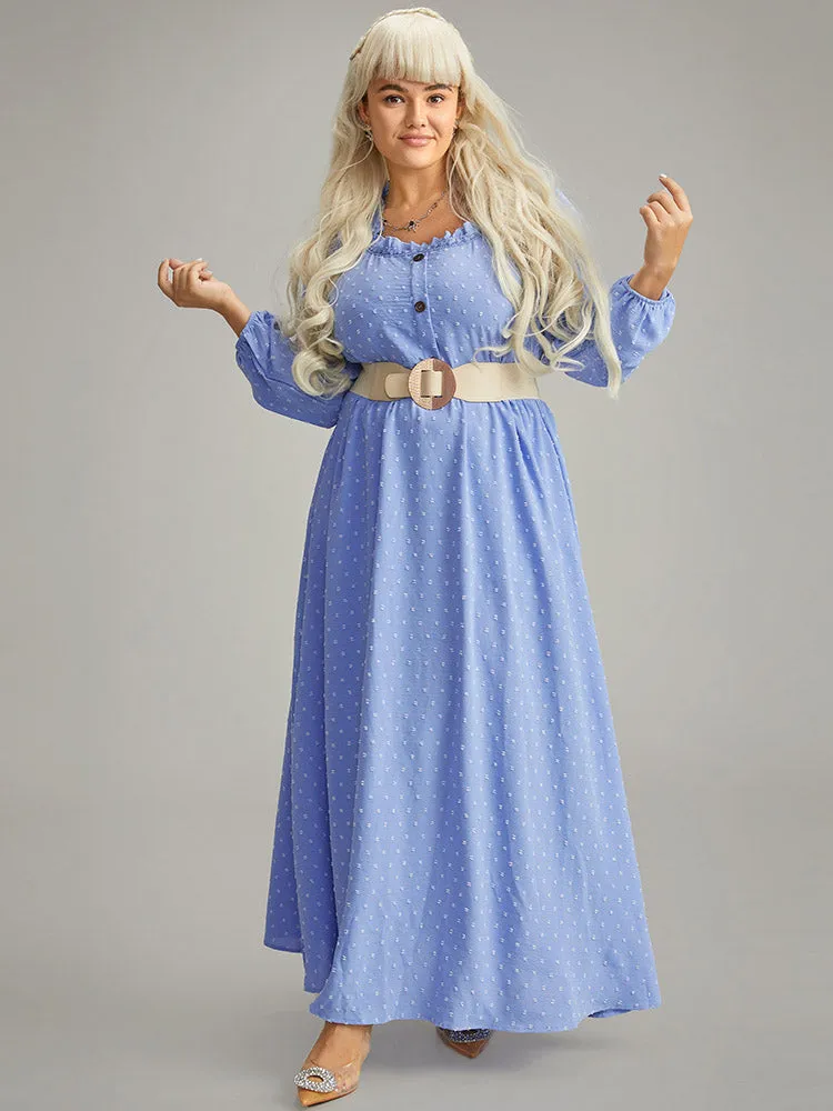 Halloween Solid Lantern Sleeve Frill Trim Belted Dress sold by Bloomchic product image thumbnail 3