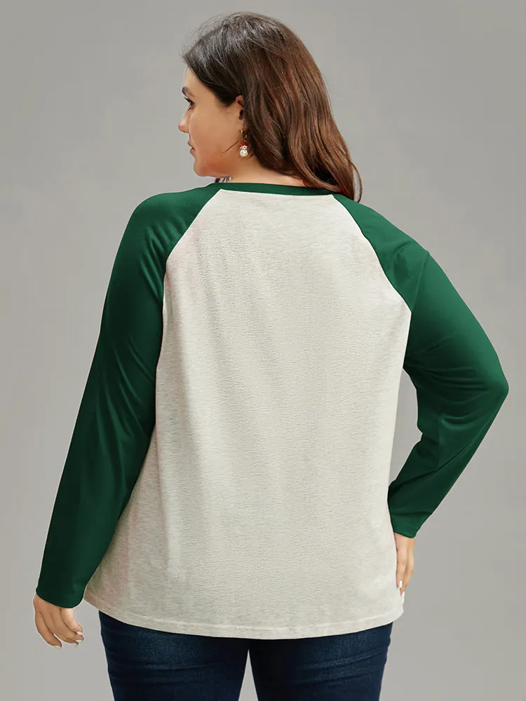 Christmas Graphic Contrast Raglan Sleeve T-shirt sold by Bloomchic product image thumbnail 4