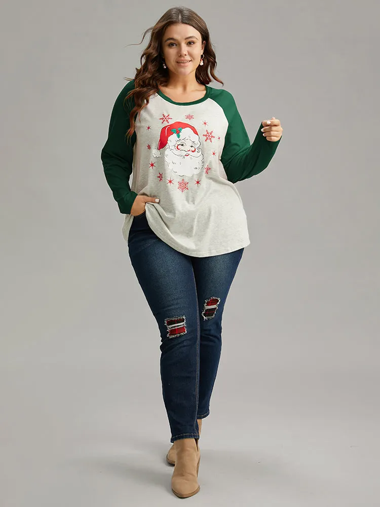 Christmas Graphic Contrast Raglan Sleeve T-shirt sold by Bloomchic product image thumbnail 3