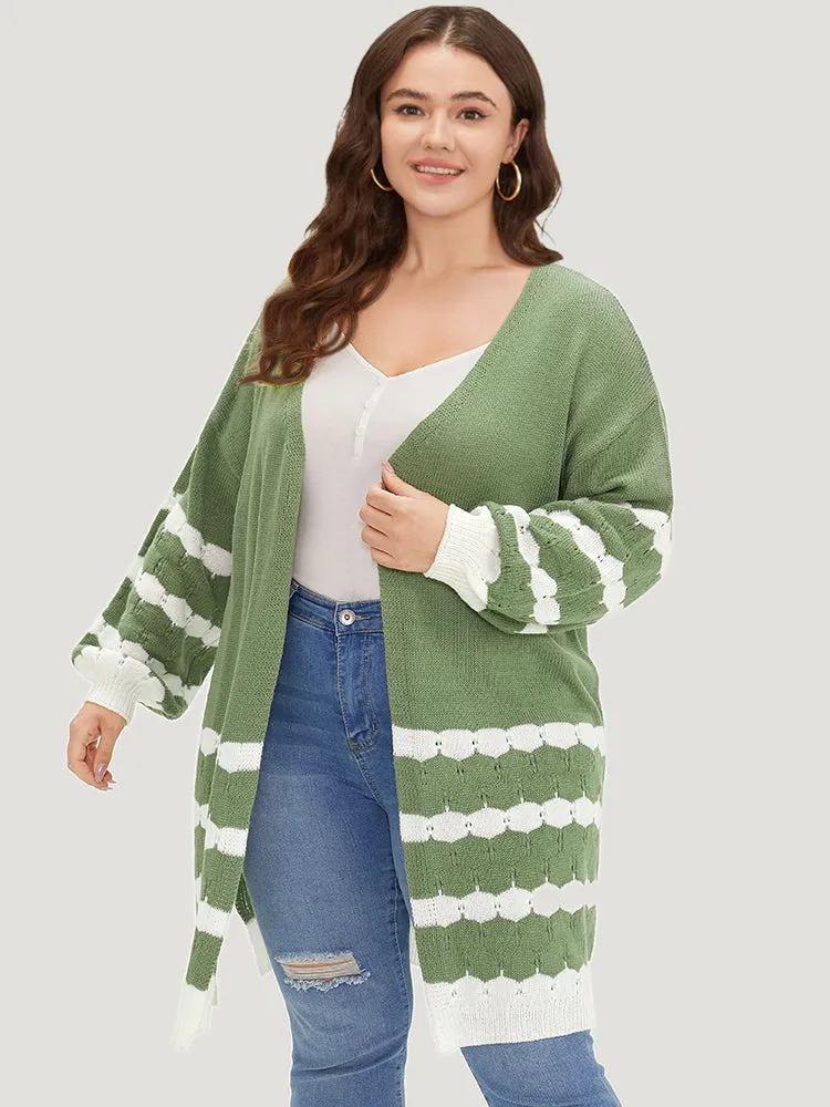 Two Tone Open Front Split Side Cardigan sold by Bloomchic product image thumbnail 4