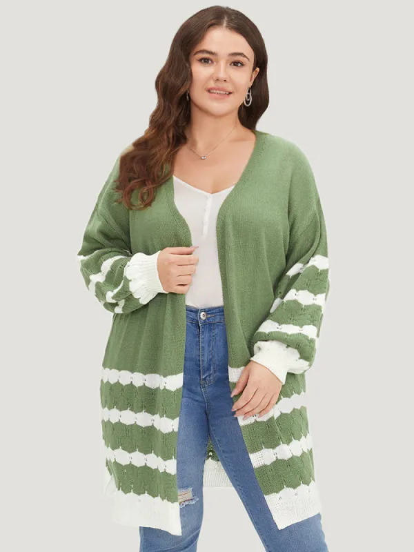 Two Tone Open Front Split Side Cardigan sold by Bloomchic