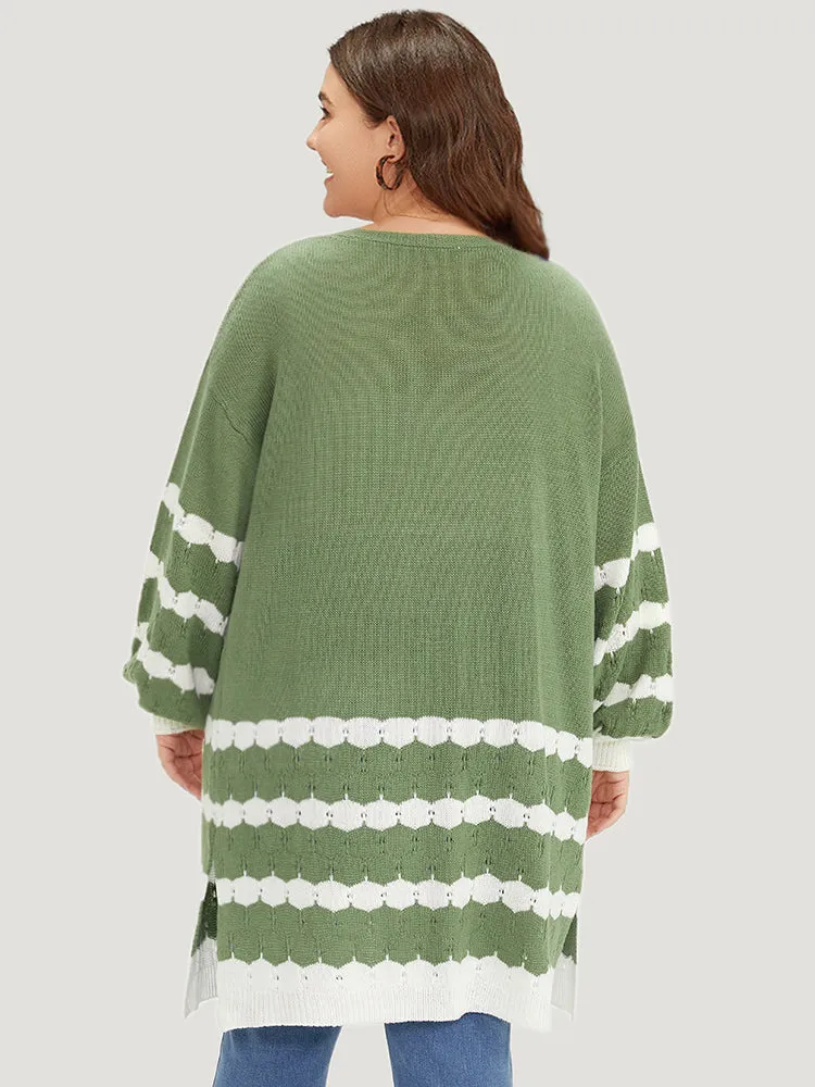 Two Tone Open Front Split Side Cardigan sold by Bloomchic product image thumbnail 2