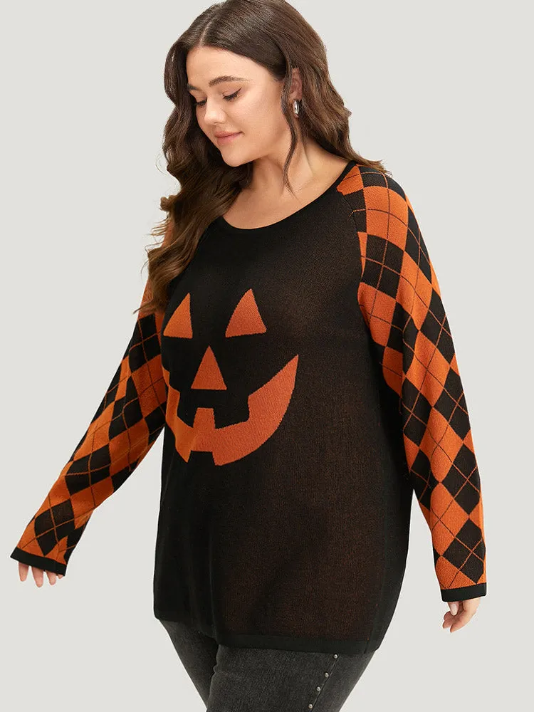 Halloween Print Contrast Round Neck Pullover sold by Bloomchic product image thumbnail 4