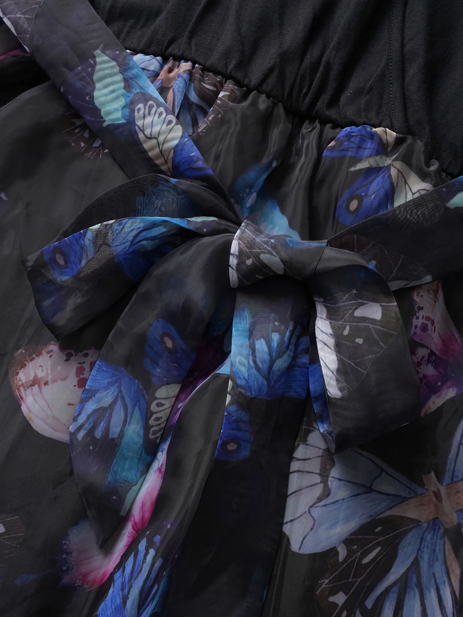 Butterfly Mesh Patchwork Wrap Belted Dress sold by Bloomchic product image thumbnail 5