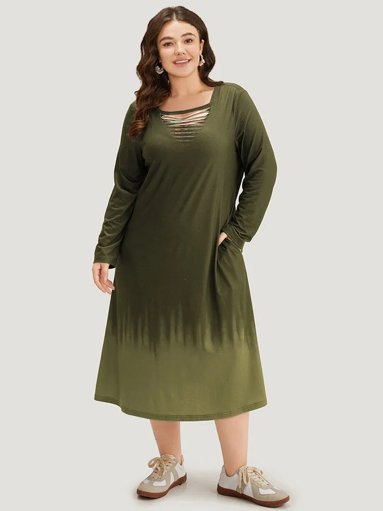 Tie Dye Pocket Round Neck Cut Out Dress sold by Bloomchic product image thumbnail 2