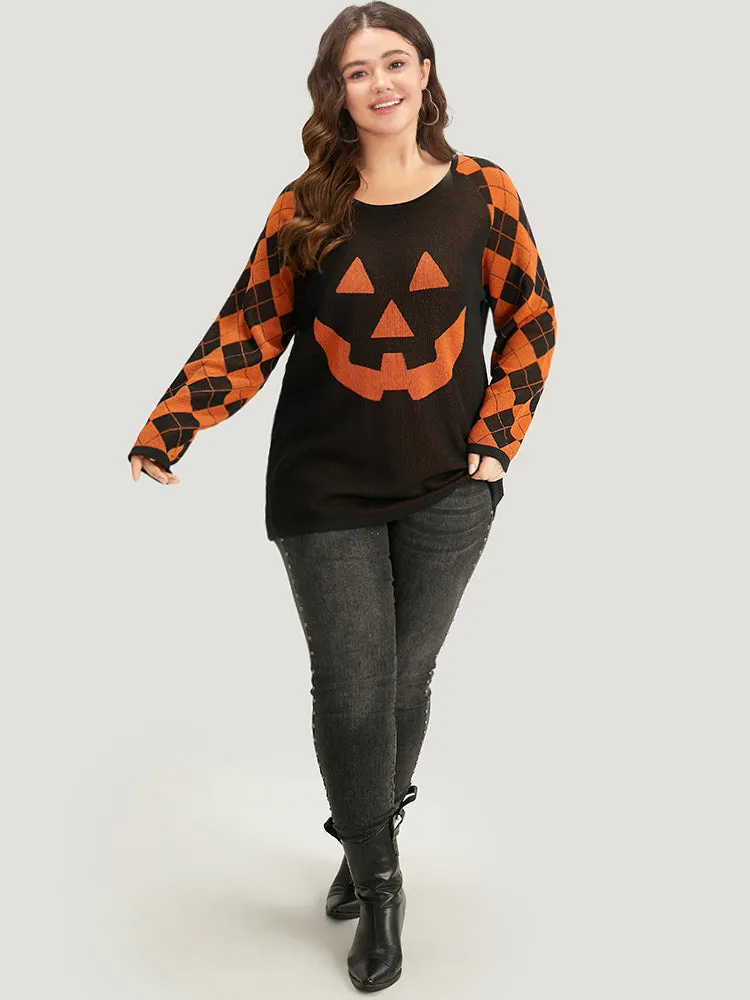 Halloween Print Contrast Round Neck Pullover sold by Bloomchic product image thumbnail 5