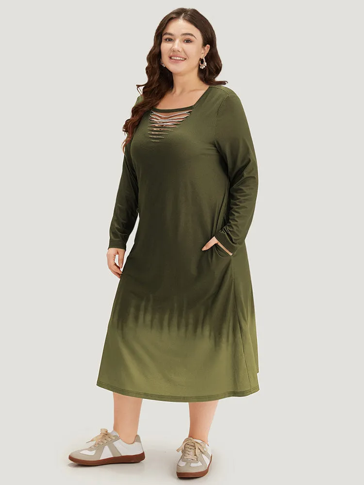 Tie Dye Pocket Round Neck Cut Out Dress sold by Bloomchic product image thumbnail 3
