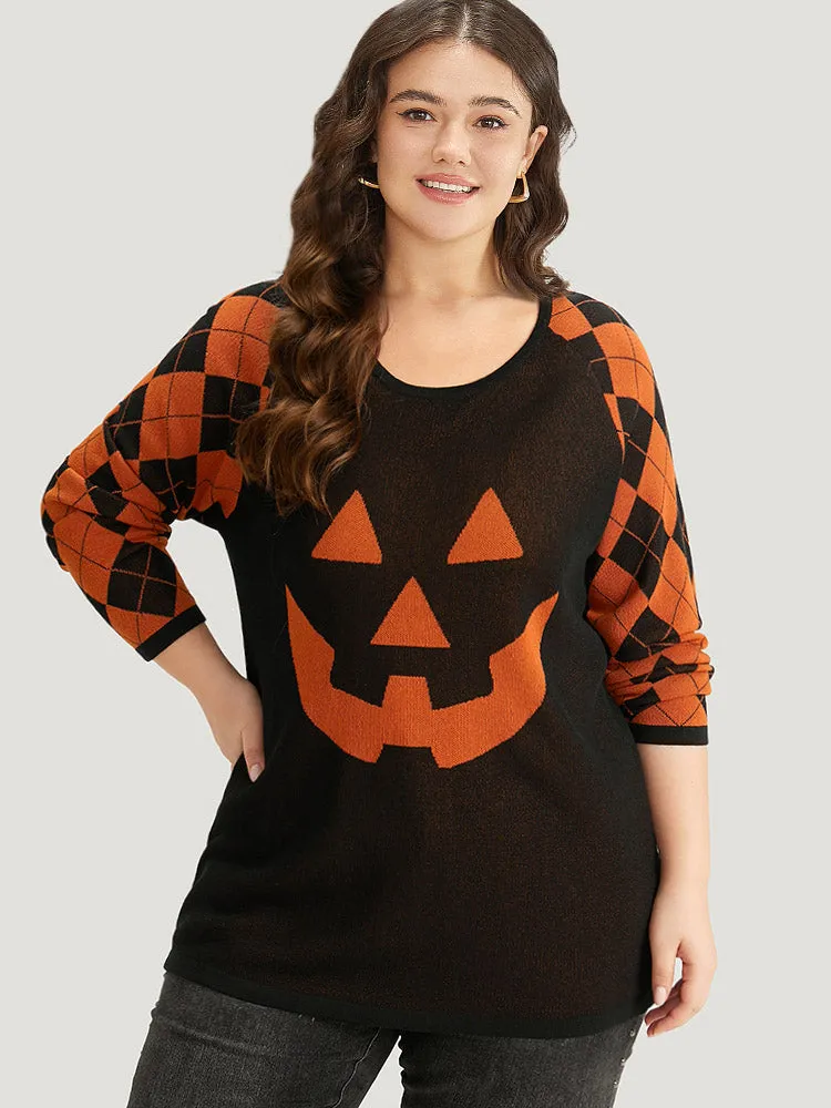 Halloween Print Contrast Round Neck Pullover sold by Bloomchic product image thumbnail 3