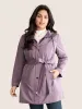 Hooded Belted Drawstring Zipper Coat sold by Bloomchic