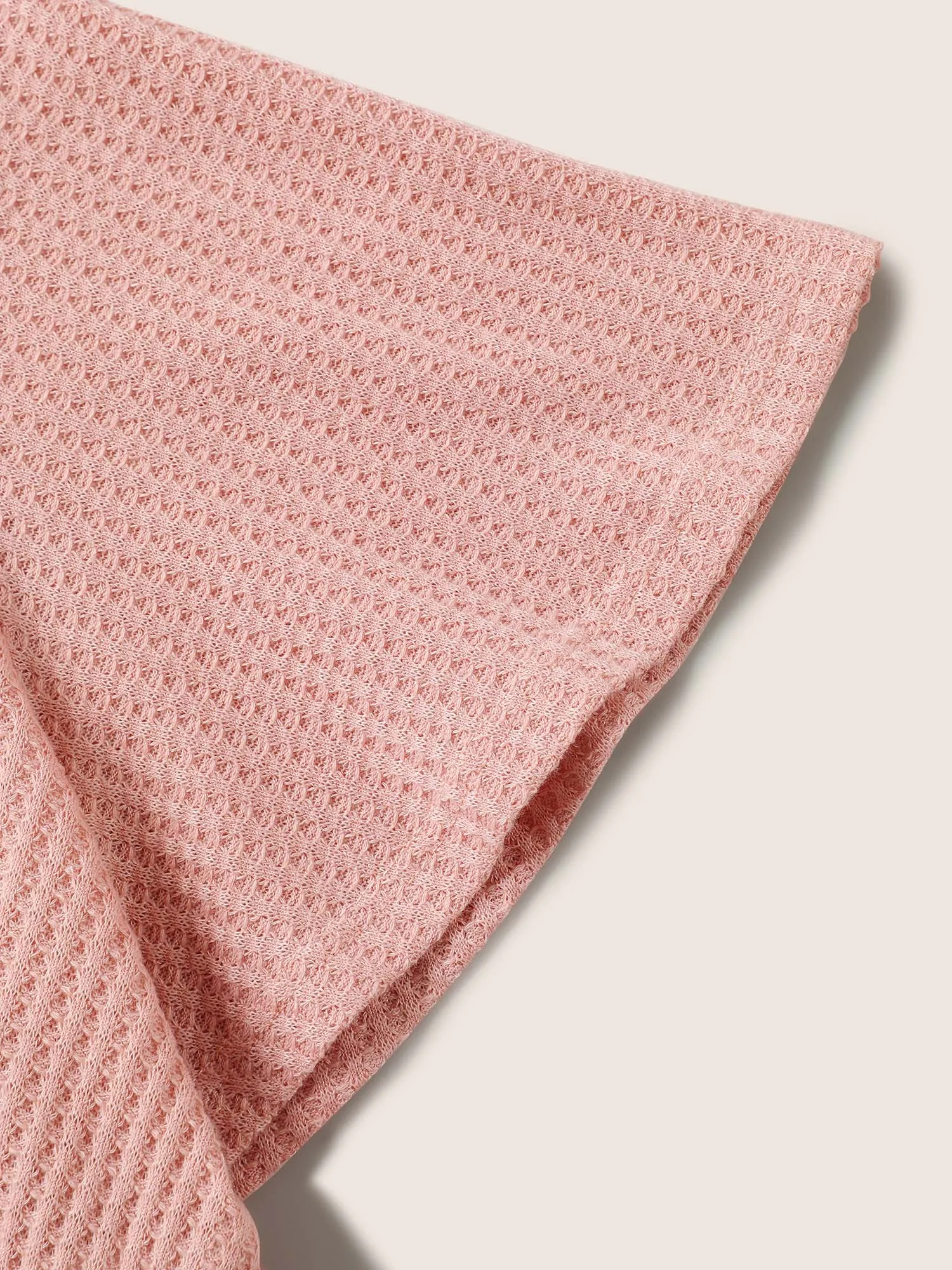 Waffle Knit Gathered Flutter Sleeve T-shirt sold by Bloomchic product image thumbnail 5