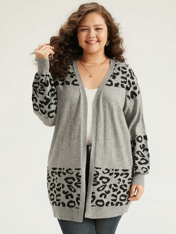 Supersoft Essentials Leopard Contrast Elastic Cuffs Pullover sold by Bloomchic