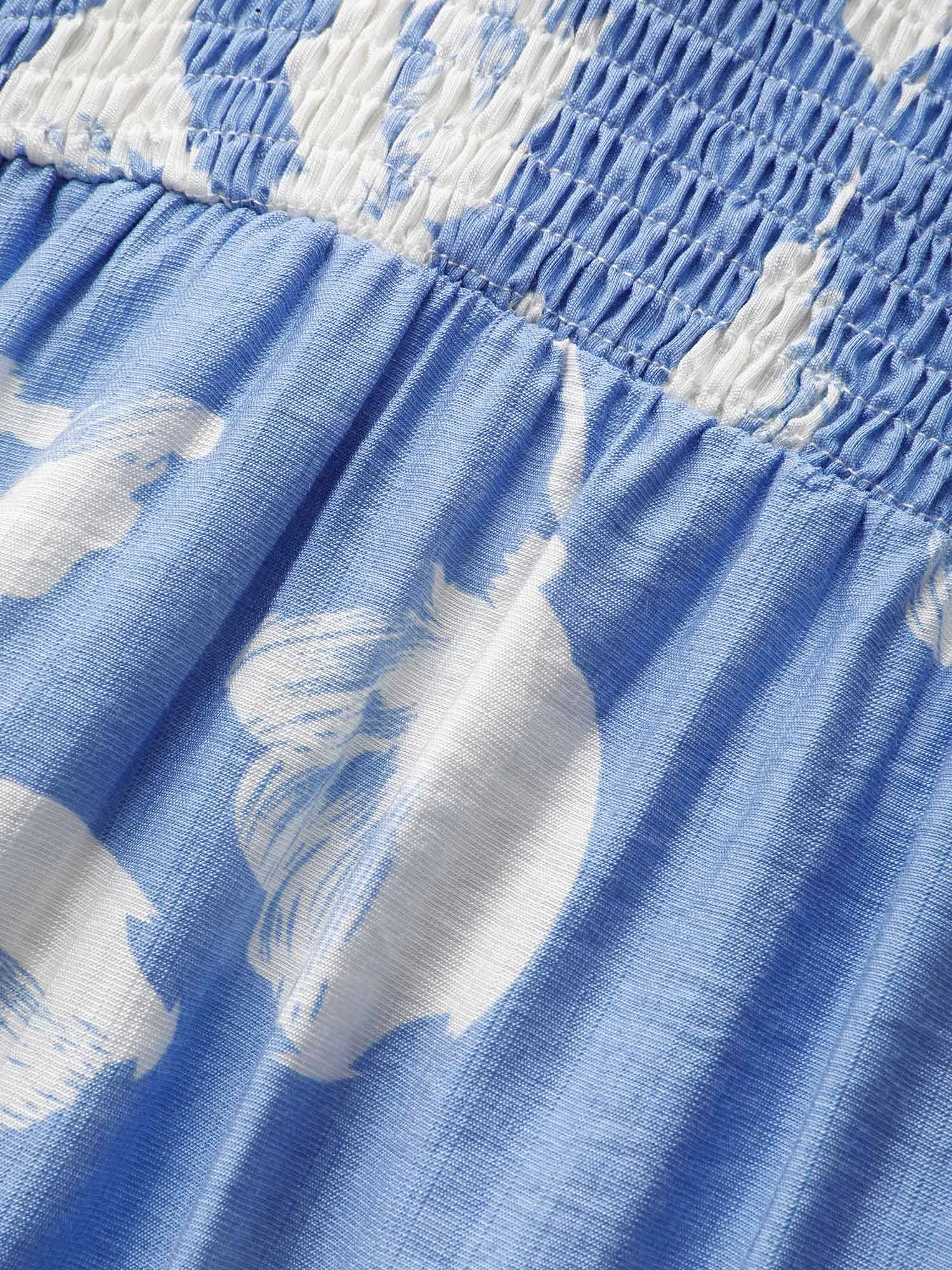 Square Neck Silhouette Floral Print Shirred Dress sold by Bloomchic product image thumbnail 5