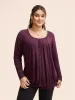 Plain Pleated Round Neck T-shirt sold by Bloomchic