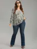 Leopard Print Lace Up Shirred Blouse sold by Bloomchic