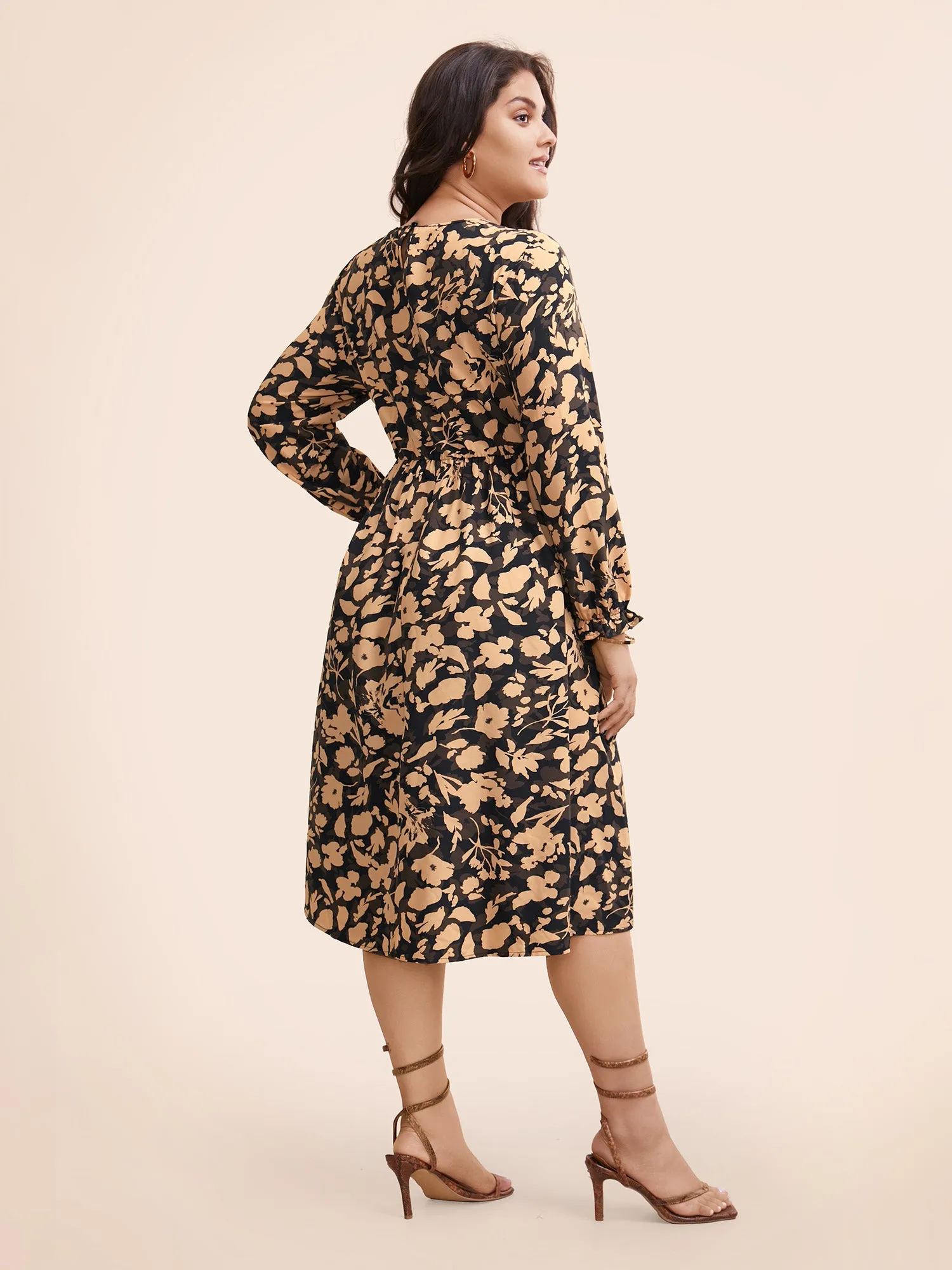 Silhouette Floral Print Shirred Frill Trim Dress sold by Bloomchic product image thumbnail 4