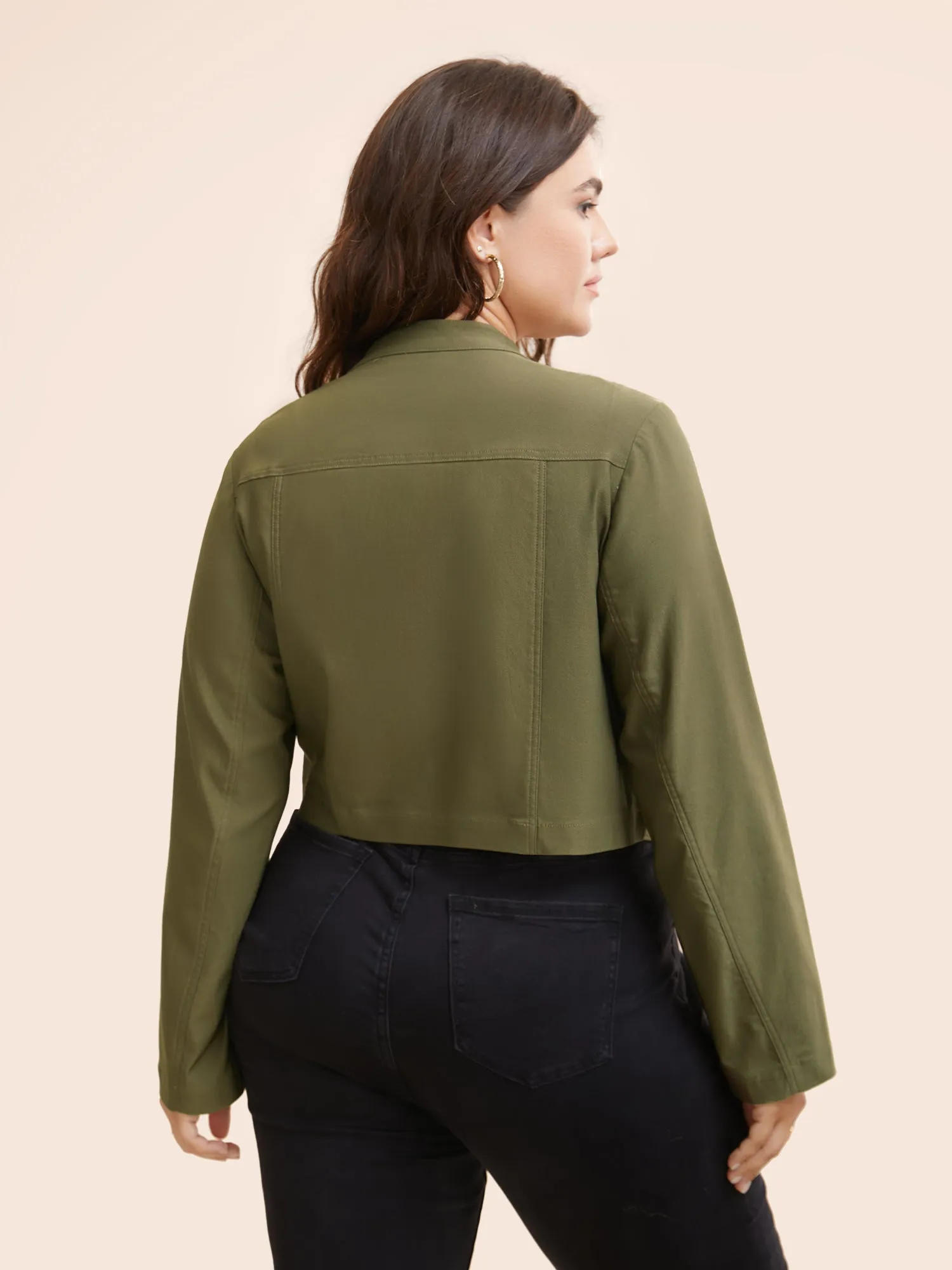 Solid Patch Pocket Cropped Jacket sold by Bloomchic product image thumbnail 5