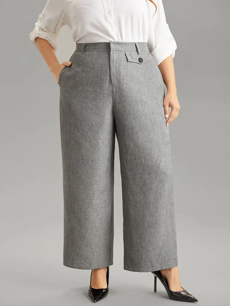 Heather Flap Detail Elastic Waist Wide Leg Pants sold by Bloomchic