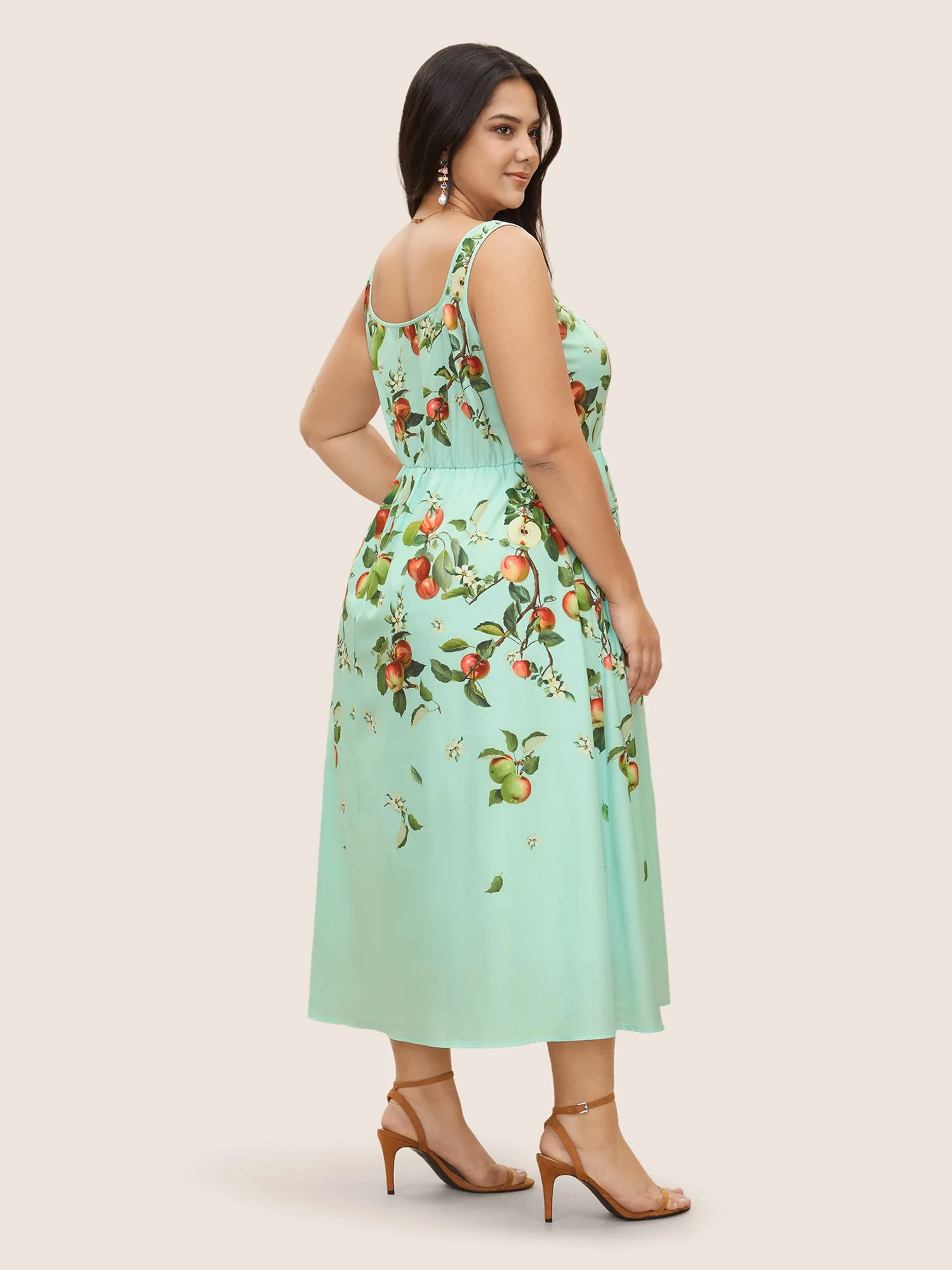 Citrus Fruit Print Square Neck Elastic Waist Dress sold by Bloomchic product image thumbnail 4