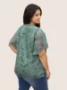 Chiffon Floral Print Flat Collar With V Notch Petal Sleeve Blouse sold by Bloomchic