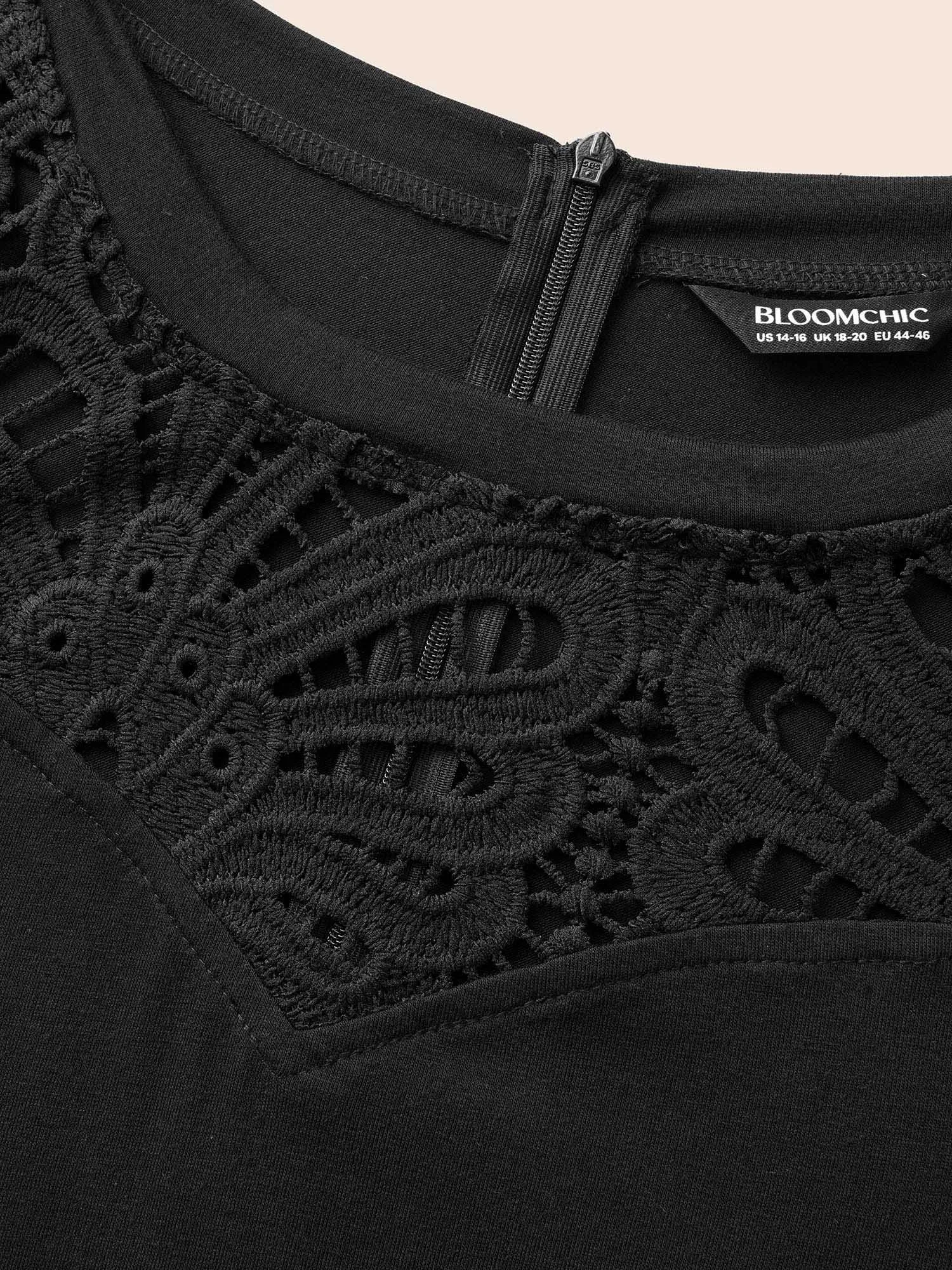 Crew Neck Crochet Lace Cut Out Jumpsuit sold by Bloomchic product image thumbnail 5