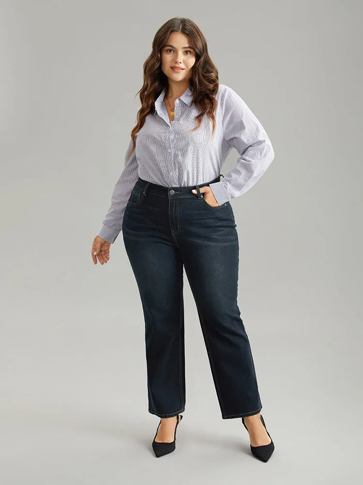 Dark Wash Zipper Fly Straight Leg Jeans sold by Bloomchic product image thumbnail 3