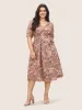 Ditsy Floral Belted Lantern Sleeve Button Up Dress sold by Bloomchic