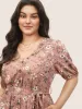 Ditsy Floral Belted Lantern Sleeve Button Up Dress sold by Bloomchic