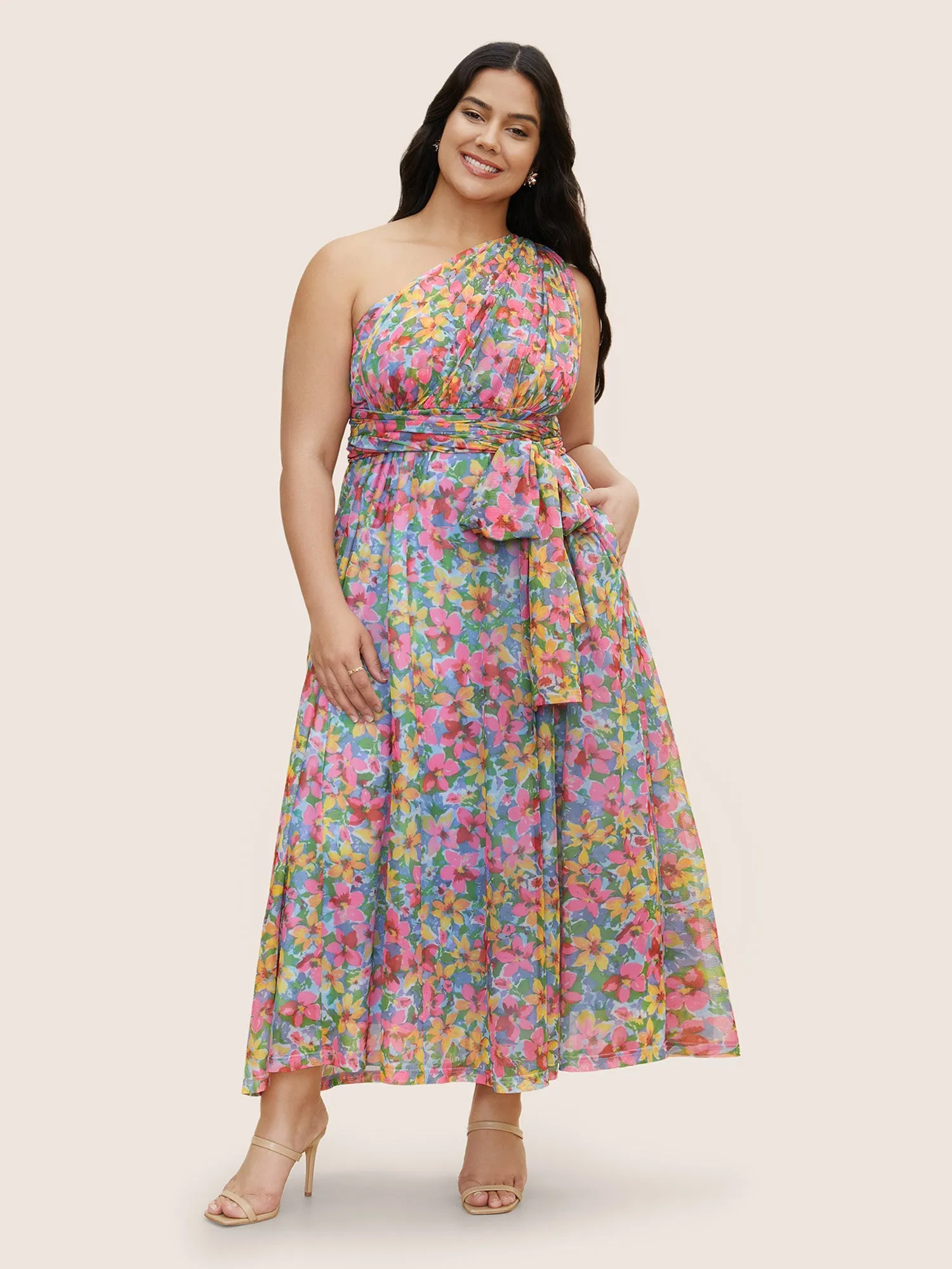 Everywhere Dress - Colored Floral Belted Dress sold by Bloomchic product image thumbnail 2