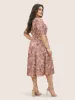 Ditsy Floral Belted Lantern Sleeve Button Up Dress sold by Bloomchic
