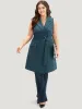 Plain Belted Lapel Collar Sleeveless Blazer sold by Bloomchic