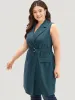 Plain Belted Lapel Collar Sleeveless Blazer sold by Bloomchic