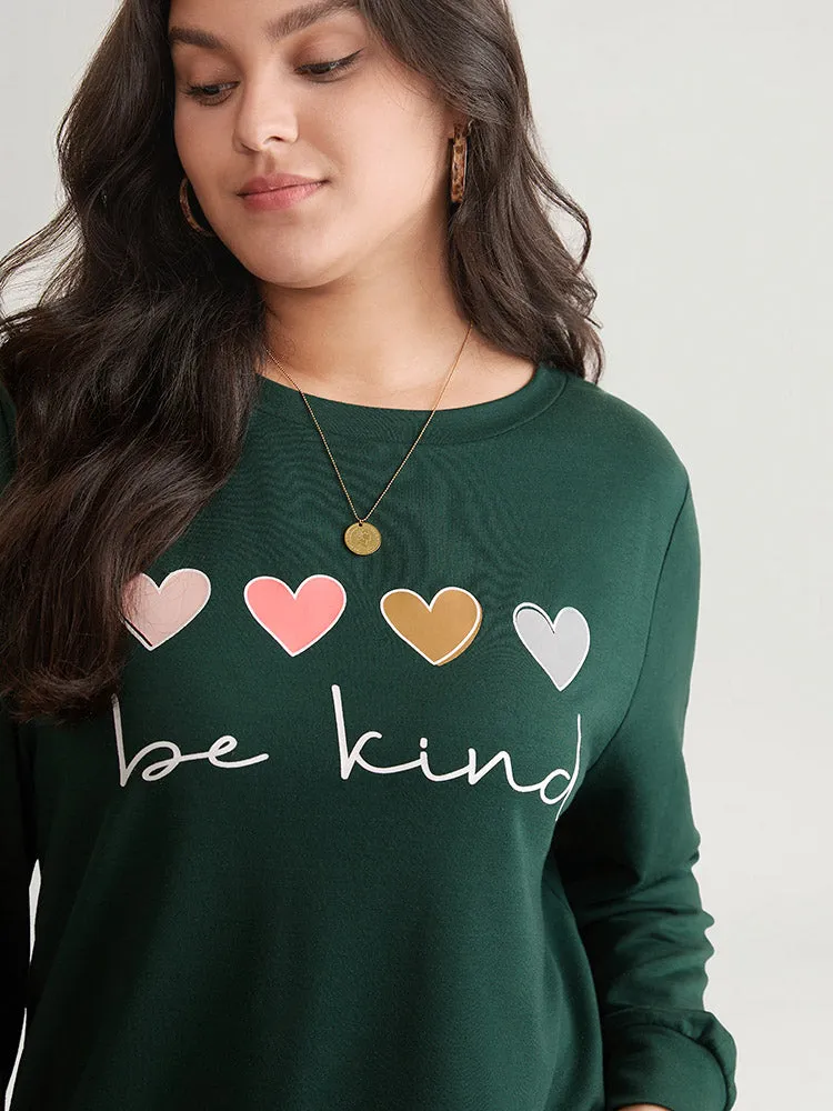 Slogans Heart Print Round Neck Sweatshirt sold by Bloomchic product image thumbnail 5