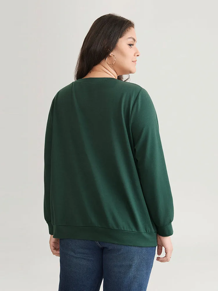 Slogans Heart Print Round Neck Sweatshirt sold by Bloomchic product image thumbnail 2