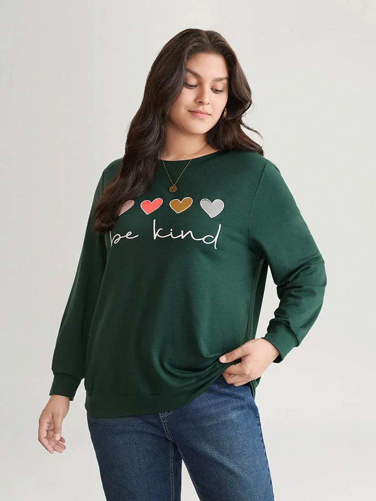Slogans Heart Print Round Neck Sweatshirt sold by Bloomchic product image thumbnail 3
