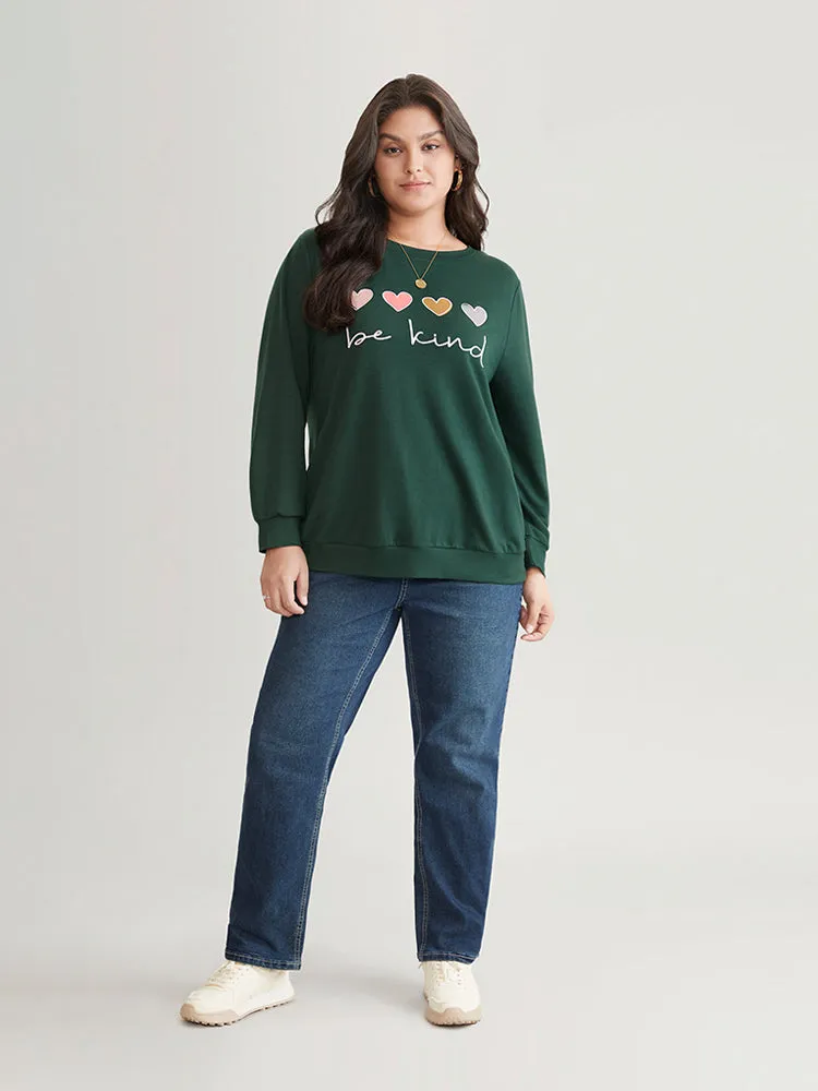 Slogans Heart Print Round Neck Sweatshirt sold by Bloomchic product image thumbnail 4