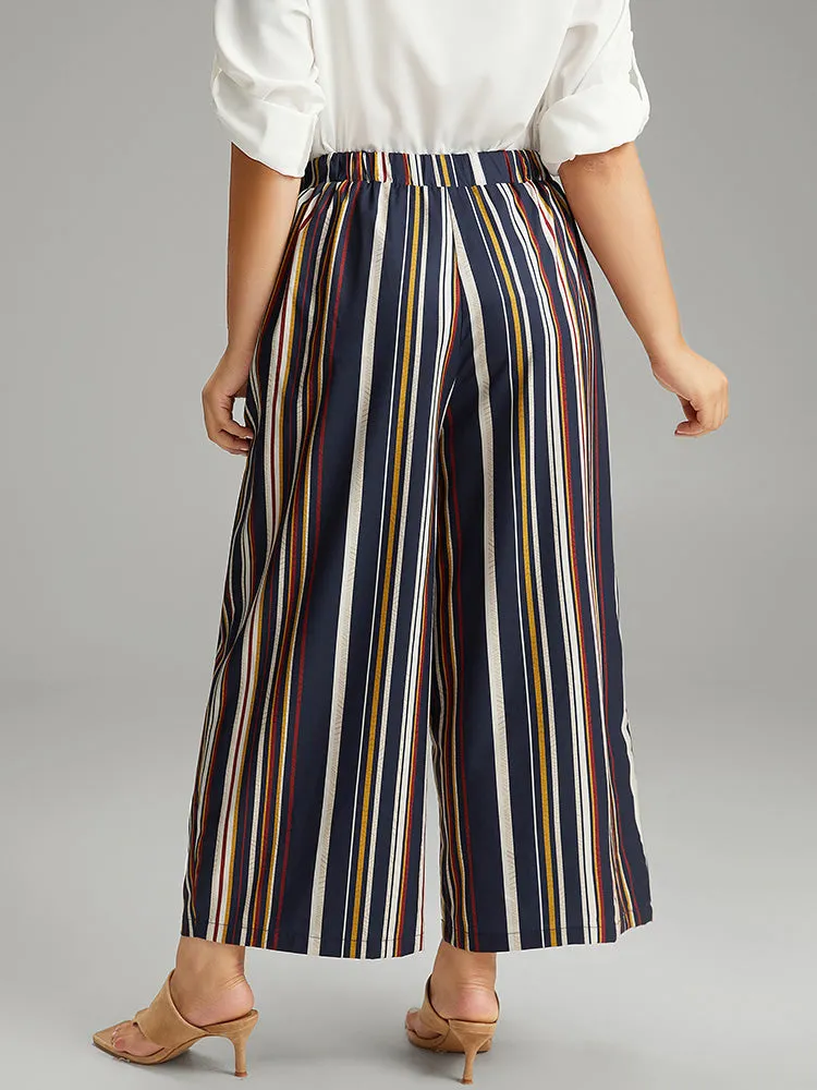 Colour Striped Contrast Elastic Waist Wide Leg Pants sold by Bloomchic product image thumbnail 2