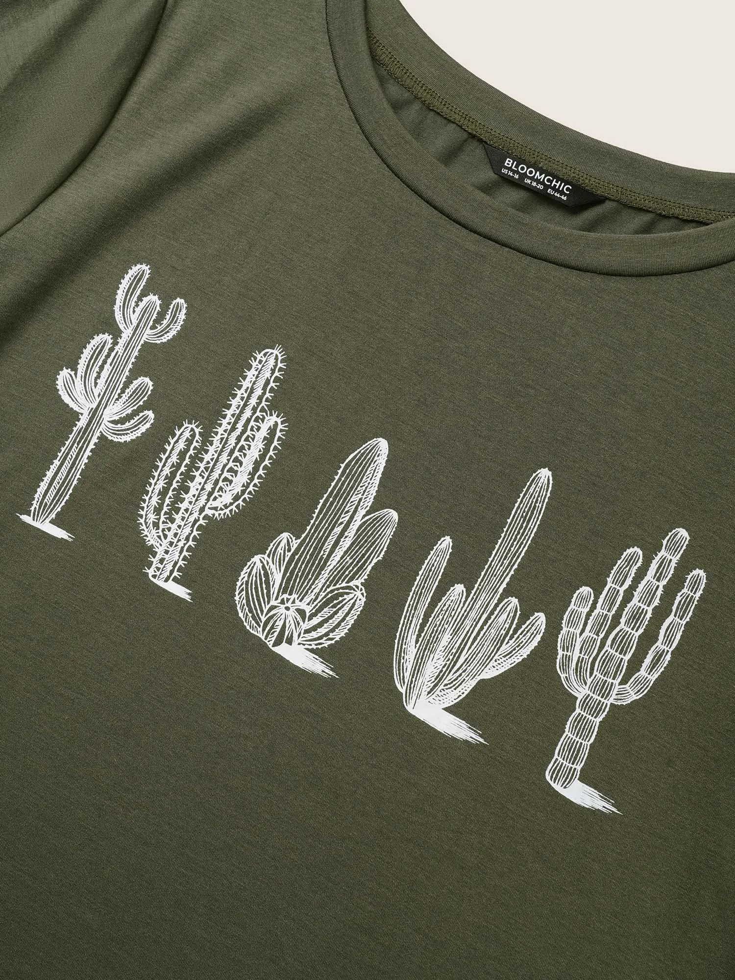 Cactus Print Crew Neck T-shirt sold by Bloomchic product image thumbnail 5