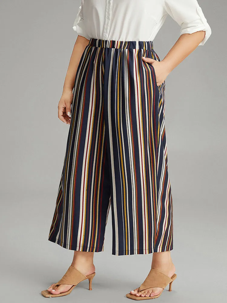 Colour Striped Contrast Elastic Waist Wide Leg Pants sold by Bloomchic product image thumbnail 3