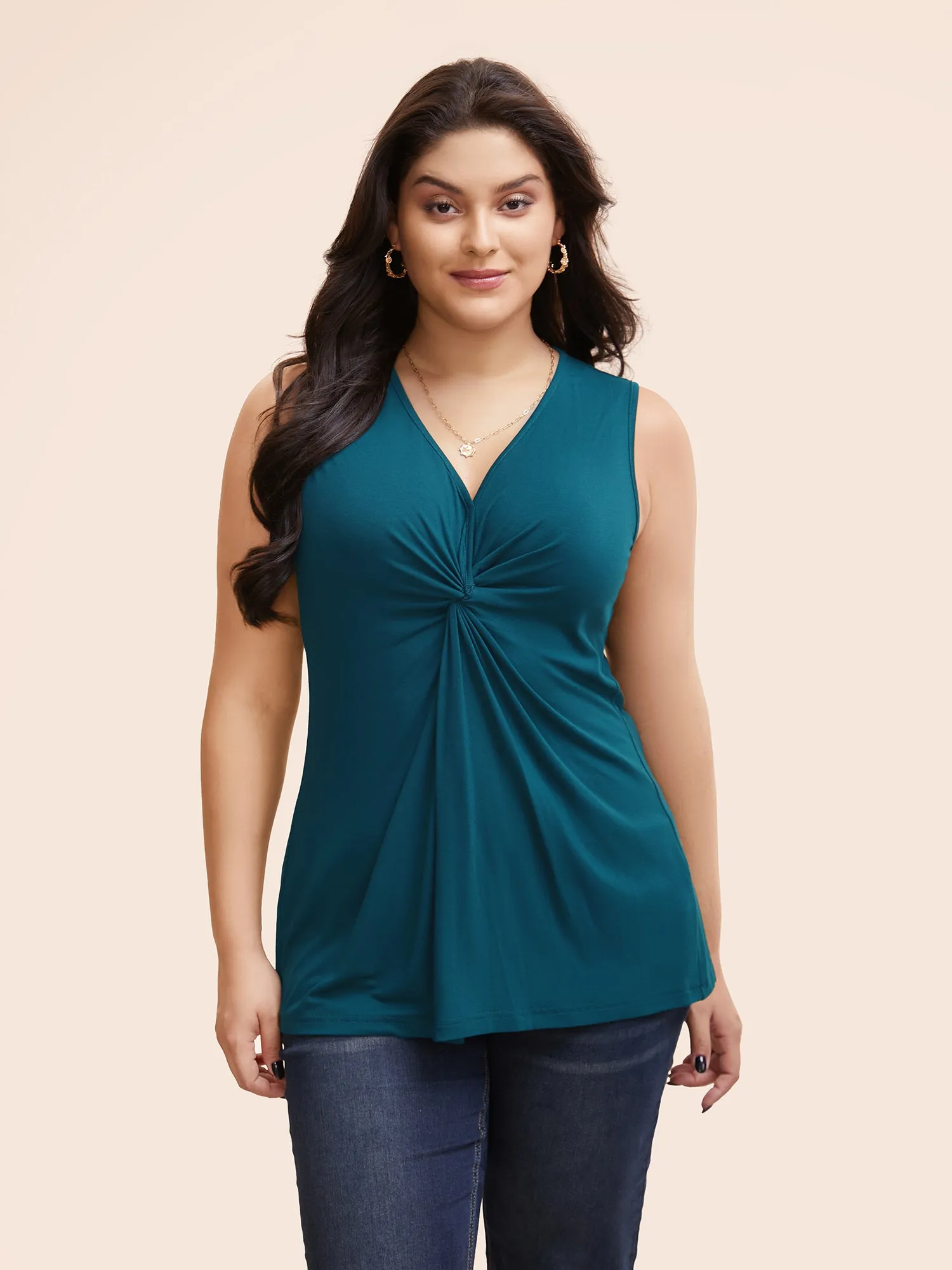 Supersoft Essentials Plain V Neck Twist Front Tank Top sold by Bloomchic product image thumbnail 5
