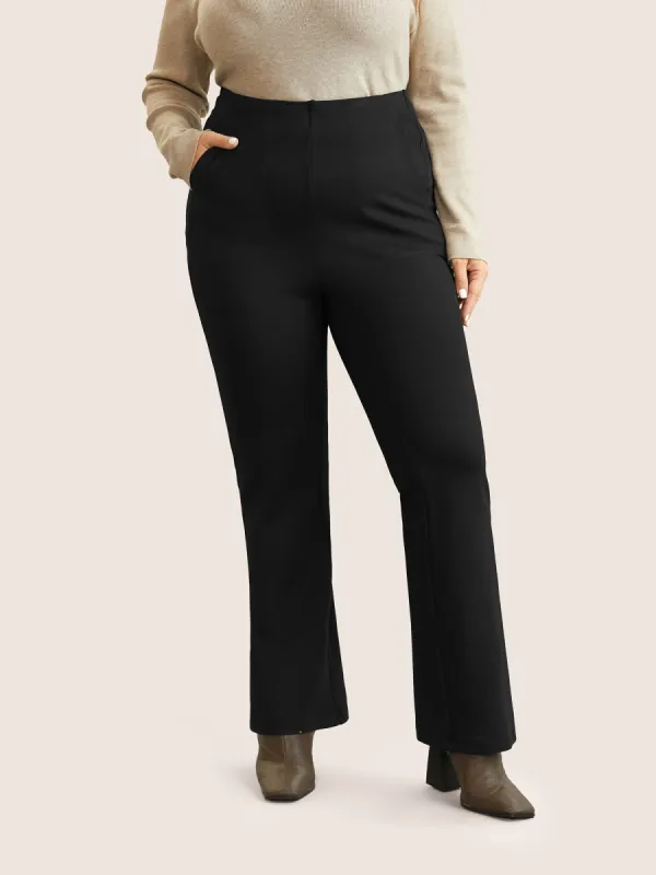 High Rise Elastic Waist Thick Flare Leg Pants sold by Bloomchic