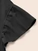 Solid Gathered Flutter Trim Blouse sold by Bloomchic