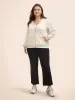 Textured Rhinestone Hooded O Ring Zipper Sweatshirt sold by Bloomchic